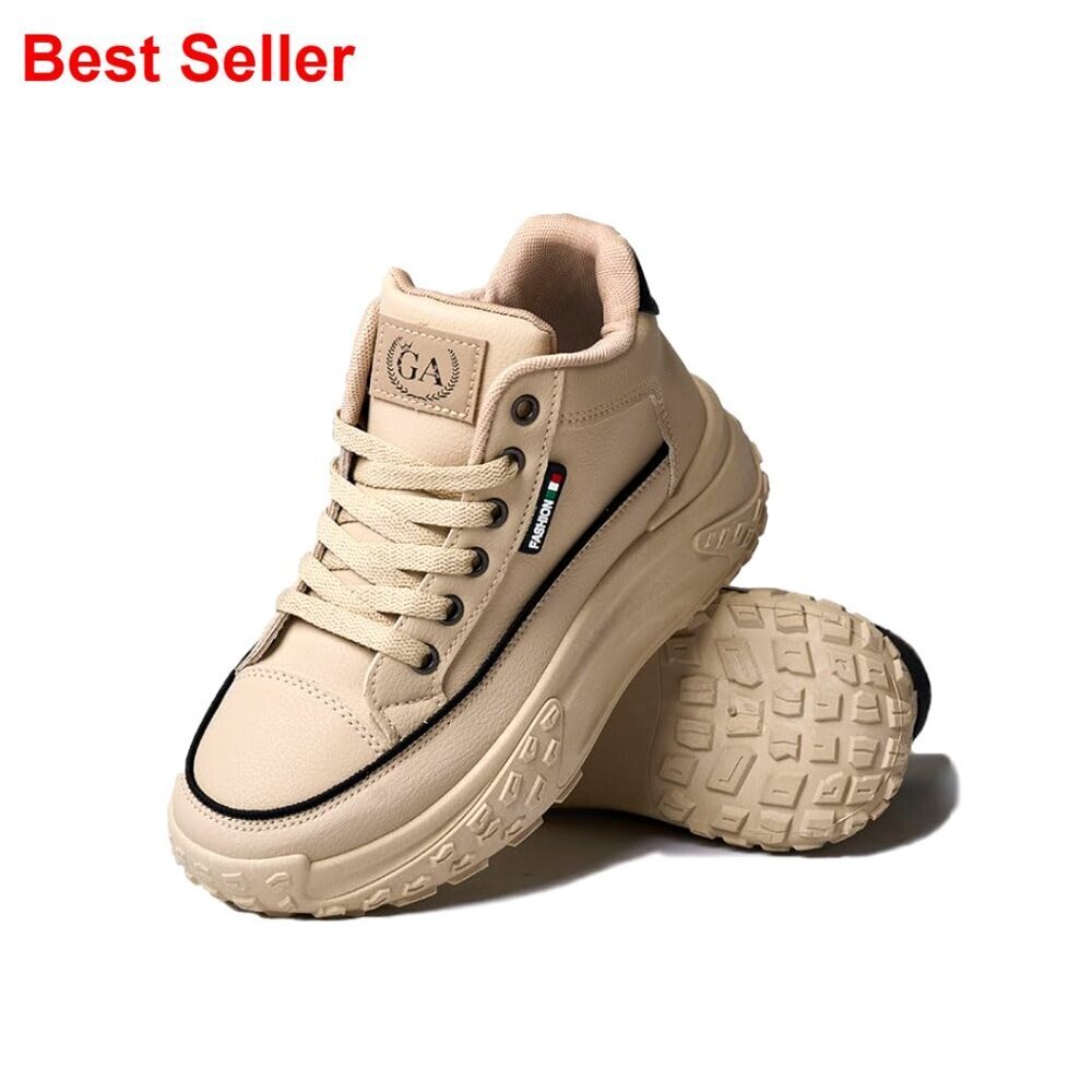 Chunky Platform Sneakers, Breathable Mesh Walking Shoes, Artificial Leather